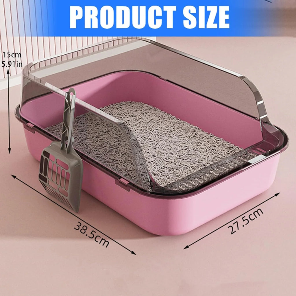 Collapsible Litterbox with High Sides Small Cats Litter Pan with Scoop Open Cat Litter Box Portable Travel Kittens Toilet Kitten Starter Kit for Kittens Adult Cat Elderly Cats (Pink)